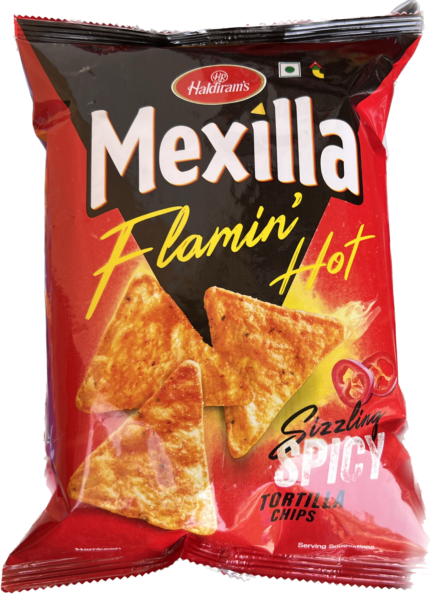 25x Haldriam Mexilla Flamin Hot Sizzling Spicy Tortilla Chips - Pack of 25 - 75g each